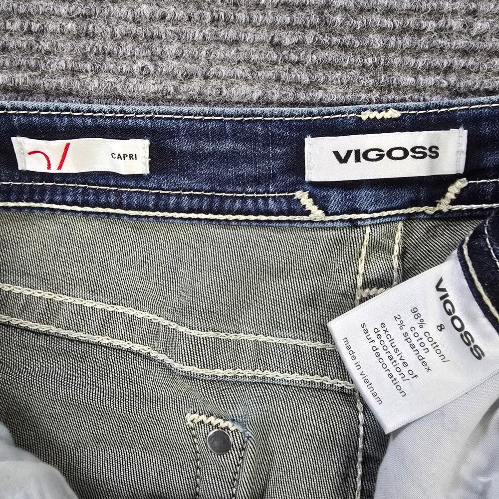 Vigoss Capri Womens 8 Blue Distressed Flap Pocket Stretch - Picture 4 of 9